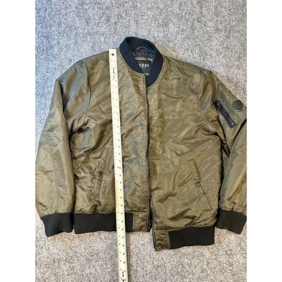 Guess Mens Bomber Jacket Size Large Olive Casual Streetwear Utility Style Winter - Picture 5 of 8